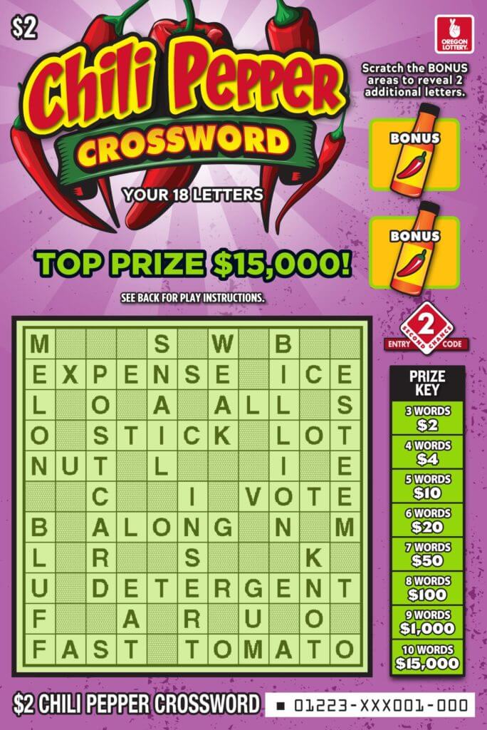 Chili Pepper Crossword Lottery Scratch Tickets Oregon Lottery